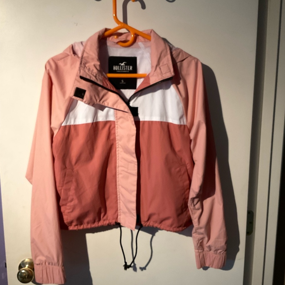 Hollister Women's Peach and White Jacket Size Small